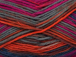 Sale Sock Yarn Somon Kot Mavisi Gri Fuşya