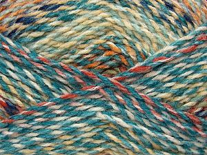 Sale Self-Striping Turkuaz Turuncu Tonları Yeşil Krem