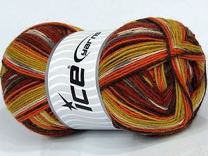 Sale Sock Yarn Turuncu Tonları Zeytin Yeşili Krem Kahverengi
