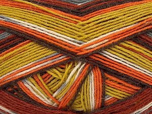 Sale Sock Yarn Turuncu Tonları Zeytin Yeşili Krem Kahverengi