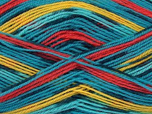 Sale Sock Yarn Sarı Turkuaz Tonları Turuncu lacivert