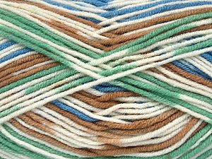 Sale Self-Striping Beyaz Yeşil Kahverengi Mavi