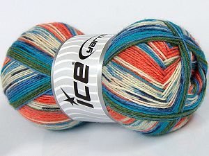 Multicolor Sock Turkuaz Somon Yeşil Krem Mavi