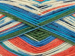 Multicolor Sock Turkuaz Somon Yeşil Krem Mavi
