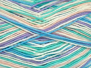 Sale Self-Striping Leylak Açık Pembe Yeşil Tonları Mavi