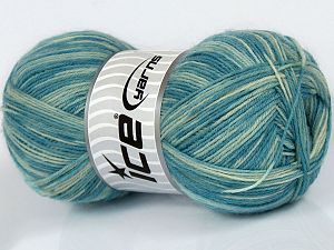 Sale Sock Yarn Turkuaz Tonları Krem