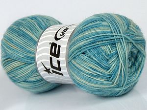 Sale Sock Yarn Turkuaz Tonları Açık Krem