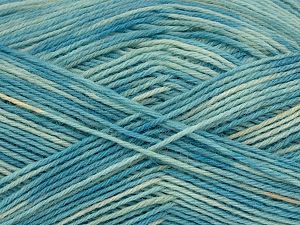 Sale Sock Yarn Turkuaz Tonları Açık Krem