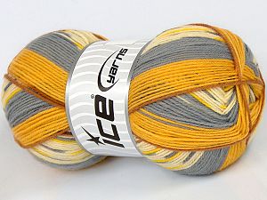 Sale Sock Yarn Gri Altın Krem Kahverengi