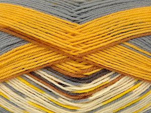 Sale Sock Yarn Gri Altın Krem Kahverengi