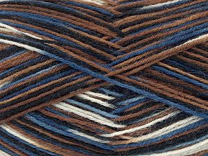 Sale Sock Yarn Kahverengi Mavi Siyah Bej
