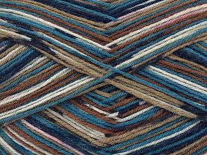 Sale Sock Yarn Krem Kahverengi Tonları Mavi
