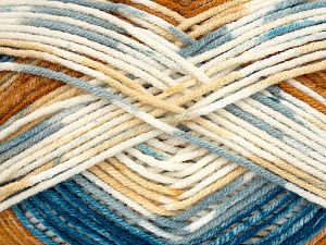 Sale Self-Striping Beyaz Turkuaz Altın Krem