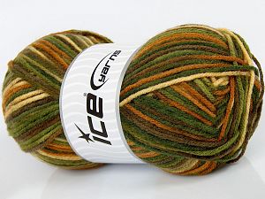 Sale Self-Striping Yeşil Tonları Altın Krem Kahverengi