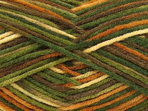 Sale Self-Striping Yeşil Tonları Altın Krem Kahverengi