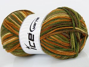Sale Self-Striping Yeşil Tonları Altın Krem Kahverengi