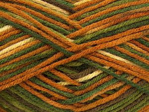 Sale Self-Striping Yeşil Tonları Altın Krem Kahverengi