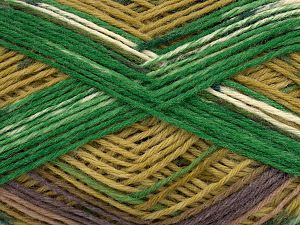 Sale Sock Yarn Yeşil Tonları Krem Kahverengi