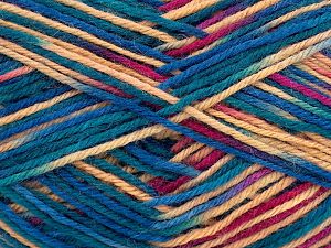 Sale Sock Yarn Yeşil Tonları Fuşya Deve Tüyü