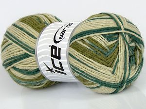 Sale Sock Yarn Yeşil Tonları Krem