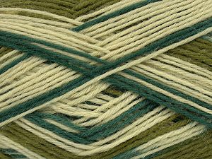 Sale Sock Yarn Yeşil Tonları Krem