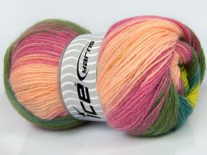 Angora Batik Pembe Açık Somon Yeşil Tonları