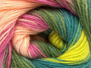 Angora Batik Pembe Açık Somon Yeşil Tonları
