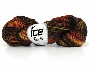 Hand Dyed Superwash Merino Yeşil Altın tonları Kahverengi Tonları