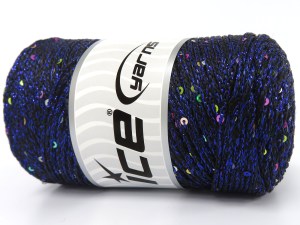 Macrame Glitz Paillette Mavi Siyah