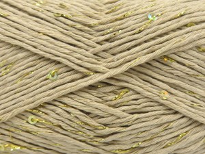 Fiber Content 85% Cotton, 5% Paillette, 10% Metallic Lurex, Brand Ice Yarns, Beige, fnt2-84589