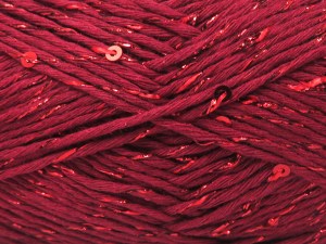 Fiber Content 85% Cotton, 5% Paillette, 10% Metallic Lurex, Brand Ice Yarns, Burgundy, fnt2-84590
