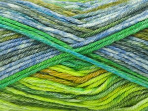 The gauge we given is for 6 mm knitting needles. Fiber Content 50% Antipilling Acrylic, 50% Cotton, Brand Ice Yarns, Green Shades, Blue Shades, fnt2-84635