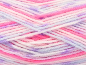 The gauge we given is for 3.5 mm knitting needles. Fiber Content 100% Acrylic, White, Pink Shades, Lilac, Light Blue, Brand Ice Yarns, fnt2-84907