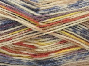 The gauge we given is for 3 mm knitting needles. Fiber Content 75% Superwash Wool, 25% Polyamide, Terra Cotta, Purple, Brand Ice Yarns, Cream, Camel, Blue Shades, fnt2-84937