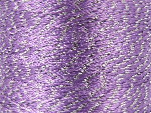 Fiber Content 91% Polyester, 9% Metallic Lurex, Silver, Light Lilac, Brand Ice Yarns, fnt2-84955