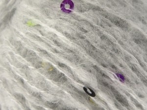 Fiber Content 75% Acrylic, 5% Paillette, 5% Wool, 15% Mohair, Light Grey, Brand Ice Yarns, fnt2-85059