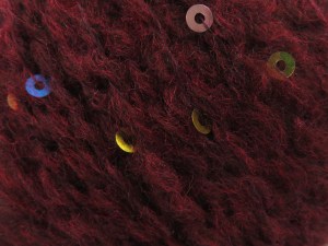 Fiber Content 75% Acrylic, 5% Paillette, 5% Wool, 15% Mohair, Brand Ice Yarns, Burgundy, fnt2-85061