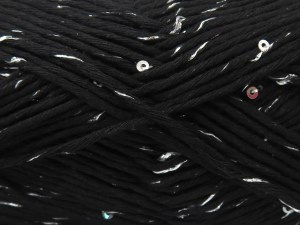Fiber Content 85% Cotton, 5% Paillette, 10% Metallic Lurex, Silver, Brand Ice Yarns, Black, fnt2-85080
