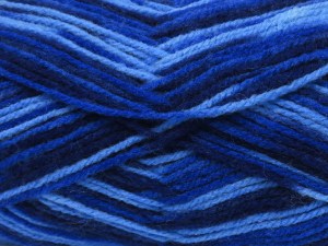 The gauge we given is for 4 mm knitting needles. Fiber Content 75% Acrylic, 25% Wool, Brand Ice Yarns, Blue Shades, fnt2-85097