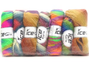 Mixed Lot Multicolor Rainbow Yarns