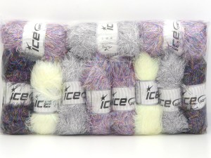 Mixed Lot Multicolor Metallic Eyelash Yarns