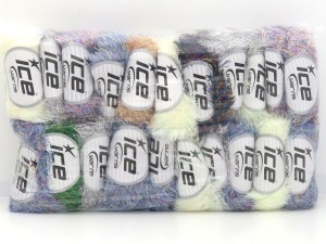 Mixed Lot Multicolor Metallic Eyelash Yarns