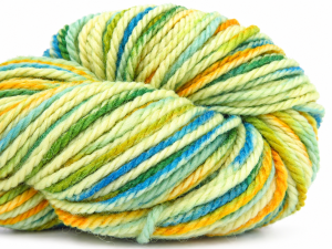 Organic Wool Bulky Hand Paint Yeşil Tonları, Turkuaz Tonları, Altın
