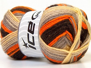 Baby Wool Print Sarı Turuncu Gri Kahverengi