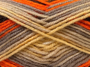 Baby Wool Print Sarı Turuncu Gri Kahverengi