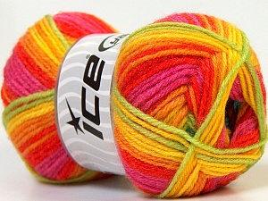 Baby Wool Print Sarı Kırmızı Pembe Turuncu Yeşil