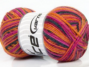 Sale Sock Yarn Turuncu Altın Fuşya Siyah