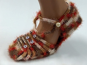Bootees Brown, Red, White