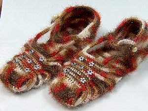 Bootees Brown, Red, White