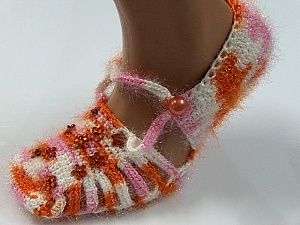 Bootees Pink, Orange, White